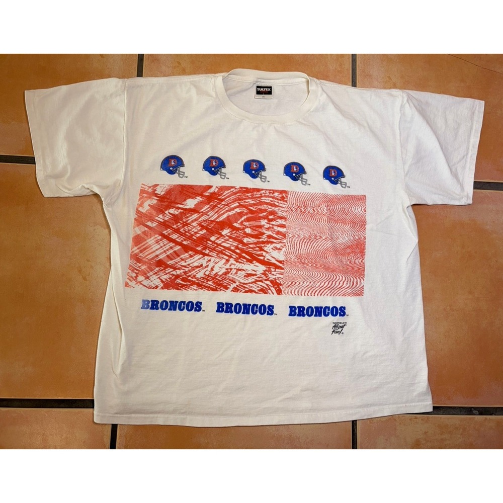 Vintage Denver Broncos Size XXL 1990s Tutlex "All Out Fan" T-shirt